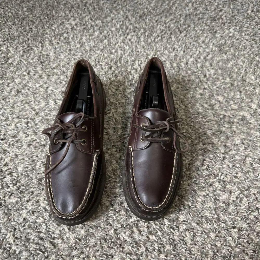 VTG Bass Shoes Mens 9.5 M Brown Leather Boat Deck Casual Moc Toe Loafers